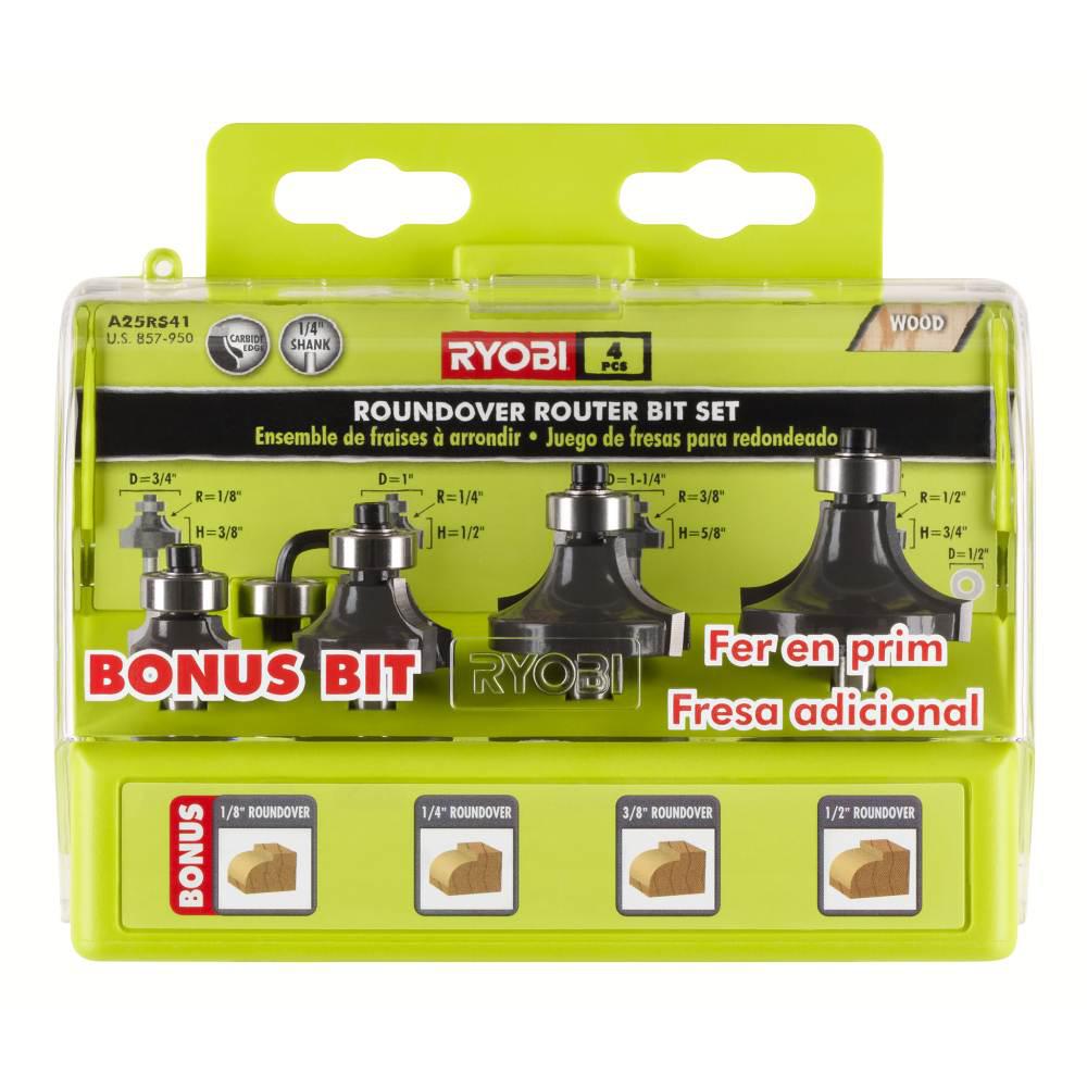 Ryobi Roundover Router Bit Set 4 Piece A25rs41 The Home Depot Ryobi Roundover Router Bit Set 4 Piece