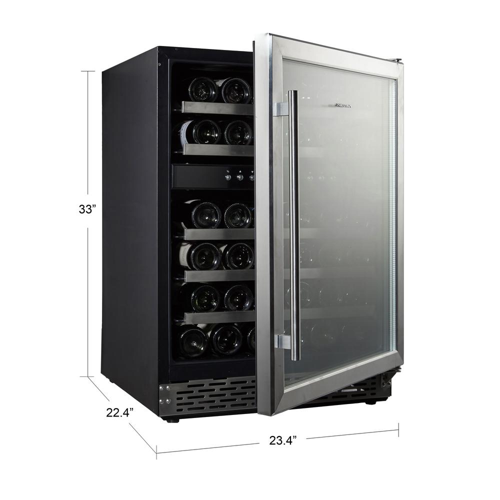 Phiestina 24 in. BuiltIn or FreeStanding 46 Bottle Wine Cooler Refrigerator, Temperature