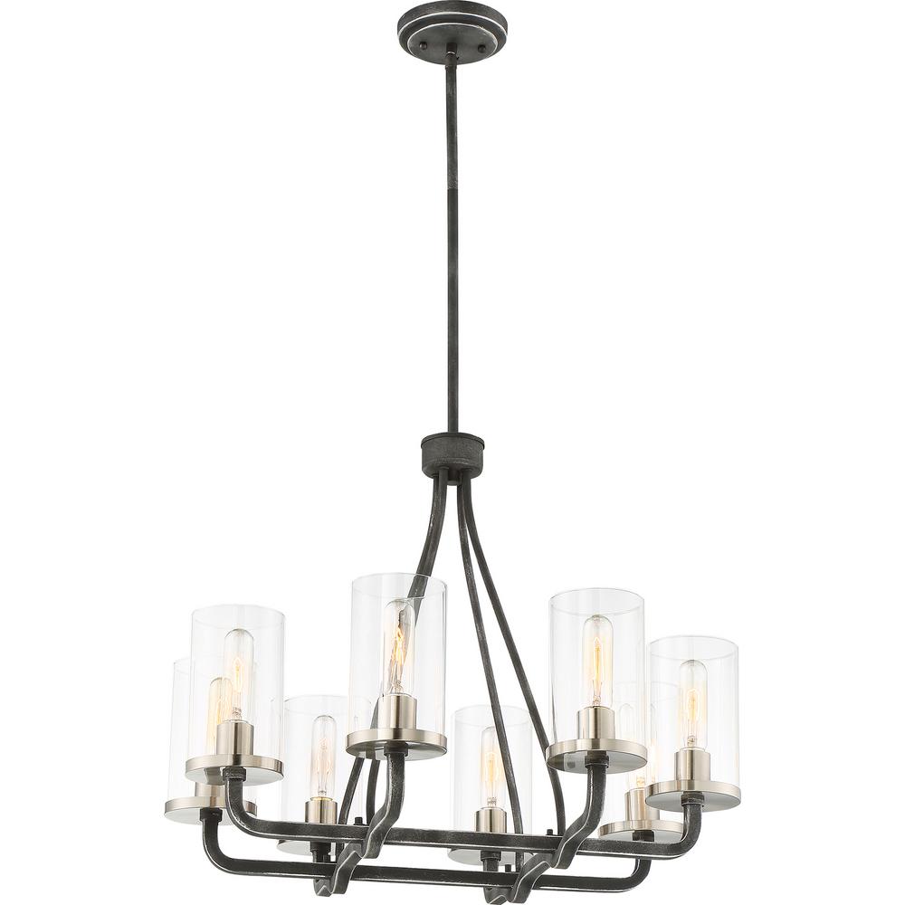 Filament Design 8 Light Iron Black Chandelier With Clear Gl Shade Filament Design 8 Light Iron Black Chandelier With Clear Gl Shade