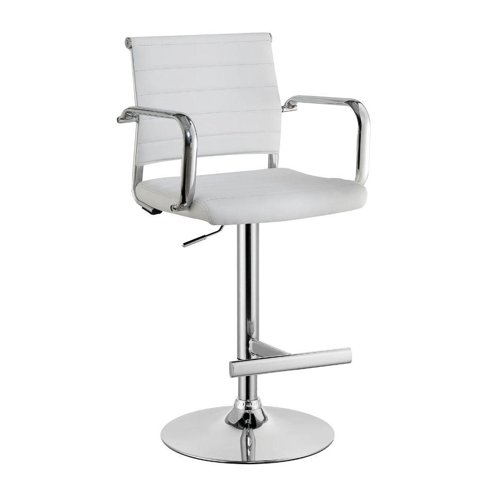 Black Silver Contemporary Style Leatherette Padded Bar Stool with Arms