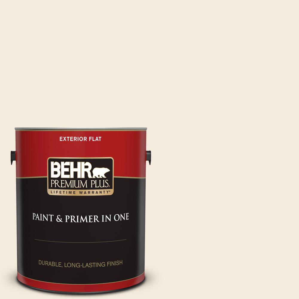 BEHR PREMIUM PLUS 1 gal. PPU510 Heavy Cream Flat Exterior Paint and