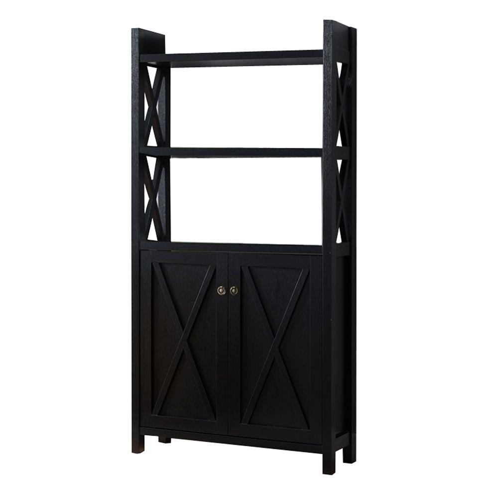 Benjara Black X Frame Paneled Wooden File Cabinet Bm179599 The Home Depot