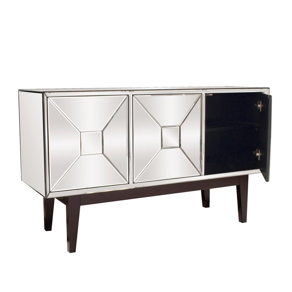 Mirrored Buffet Cabinet With Three Doors 68086 The Home Depot