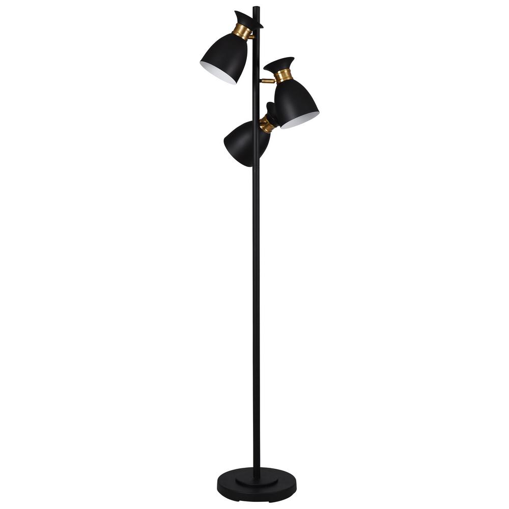 Afx 66 5 In Led Black And Gold Floor Lamp With Metal Shade Floor Lamp With Black Metal Shade