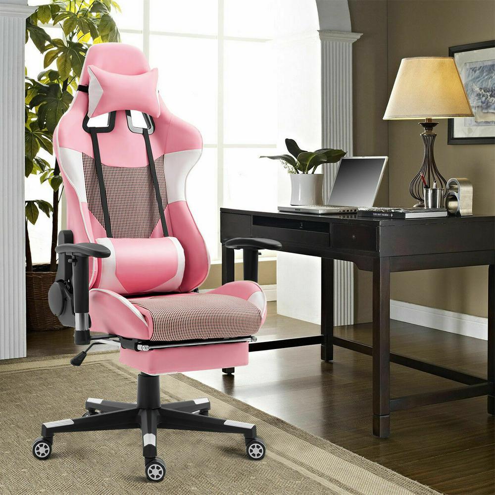 Costway Pink Gaming Chair High Back Racing Office Chair