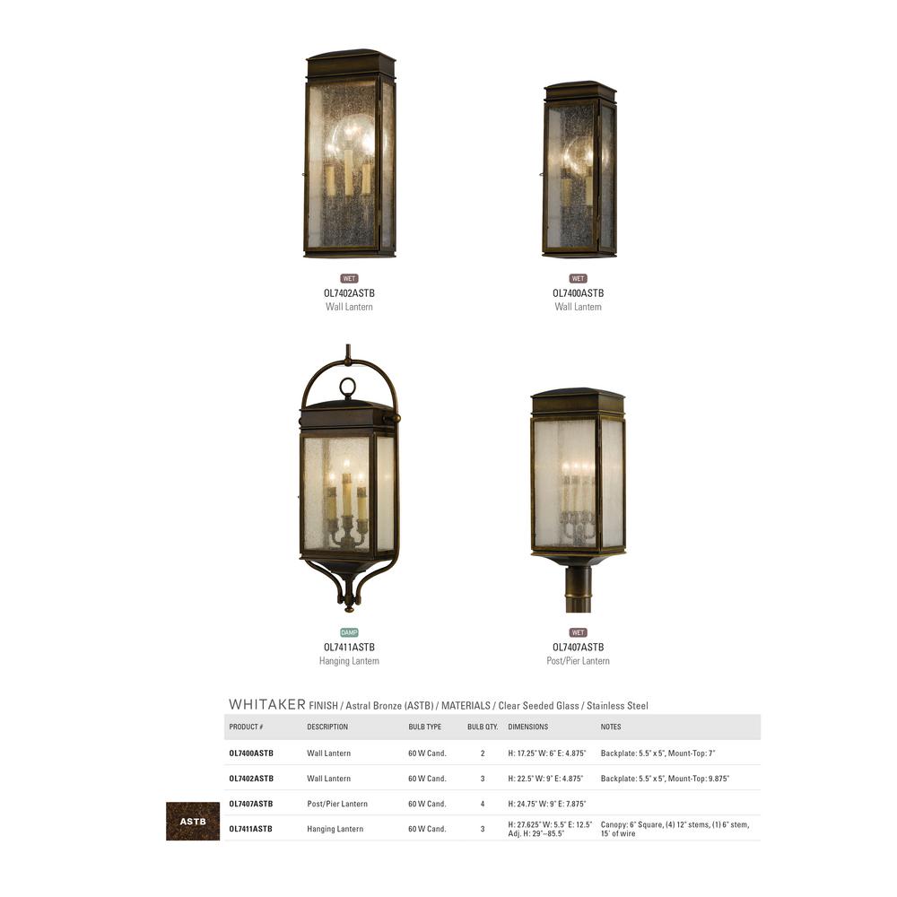 Feiss Whitaker 3 Light Astral Bronze Outdoor Hanging Pendant Ol7411astb The Home Depot