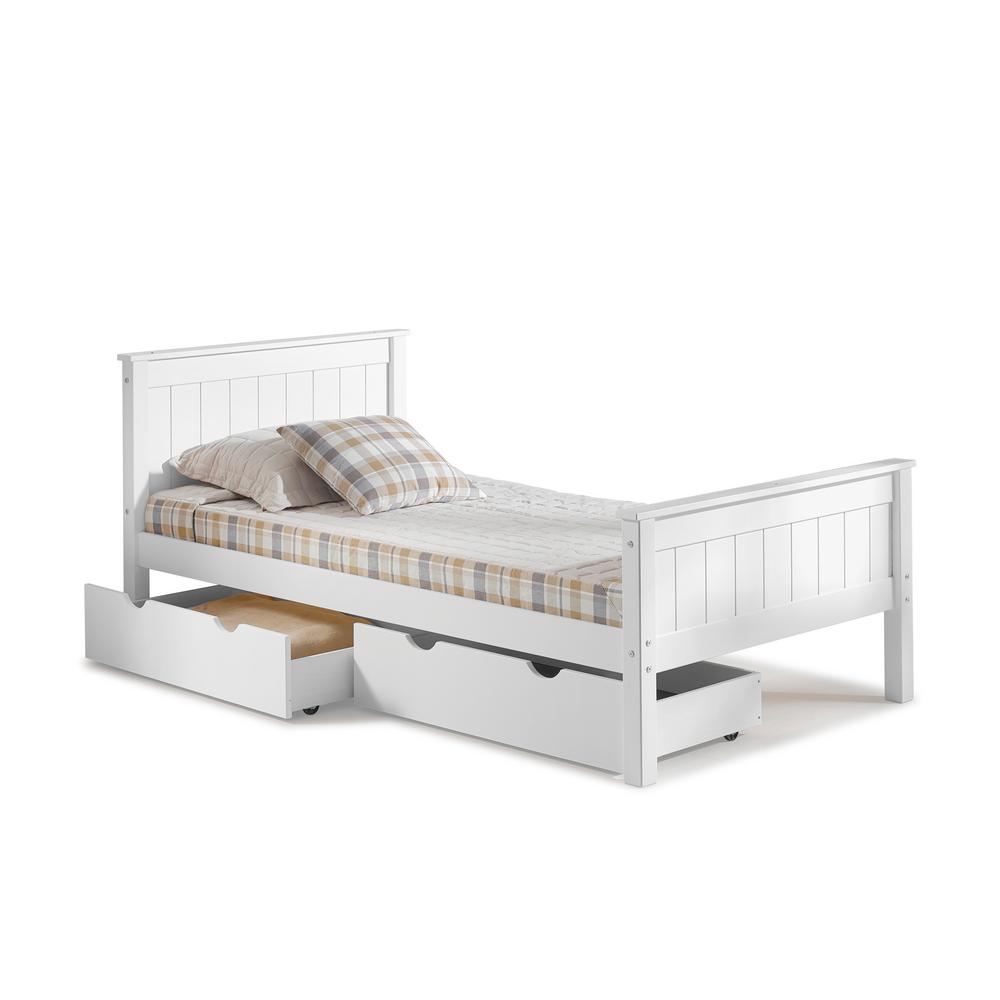 Alaterre Furniture Harmony White Twin Bed With Storage Drawers