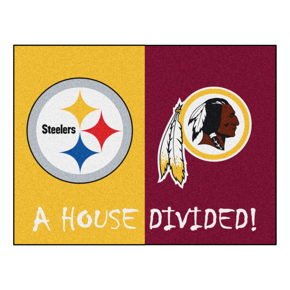 Fanmats Nfl House Divided Steelers Redskins 33 75 In X 42 5 In House Divided Mat Area Rug