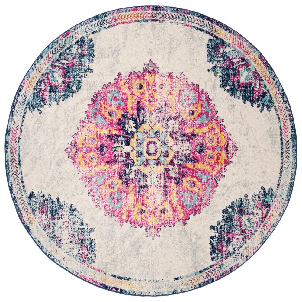 Safavieh Madison Fuchsia/Ivory 4 ft. x 4 ft. Round Area RugMAD603R4R