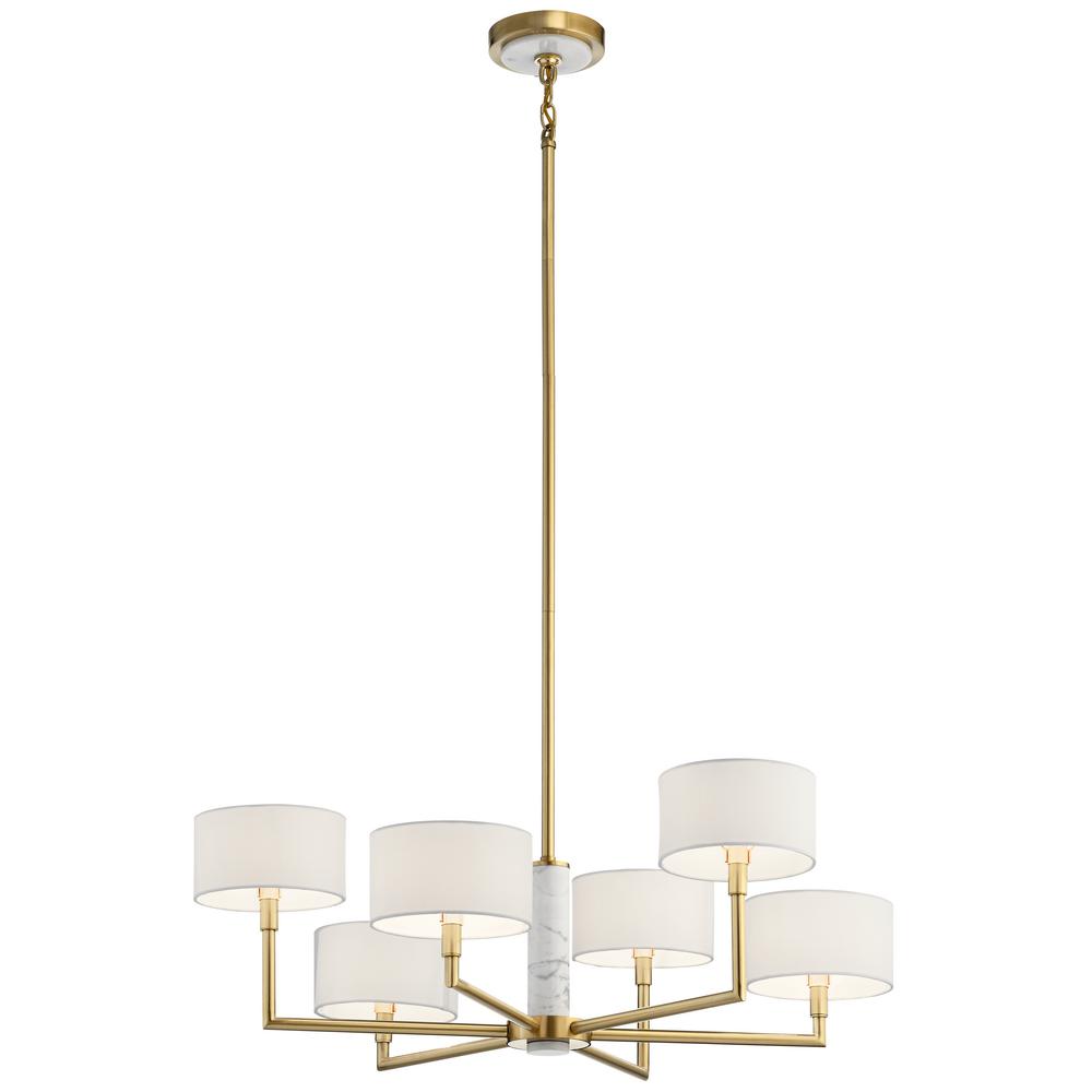 KICHLER Laurent 6Light Champagne Gold Chandelier with White Fabric
