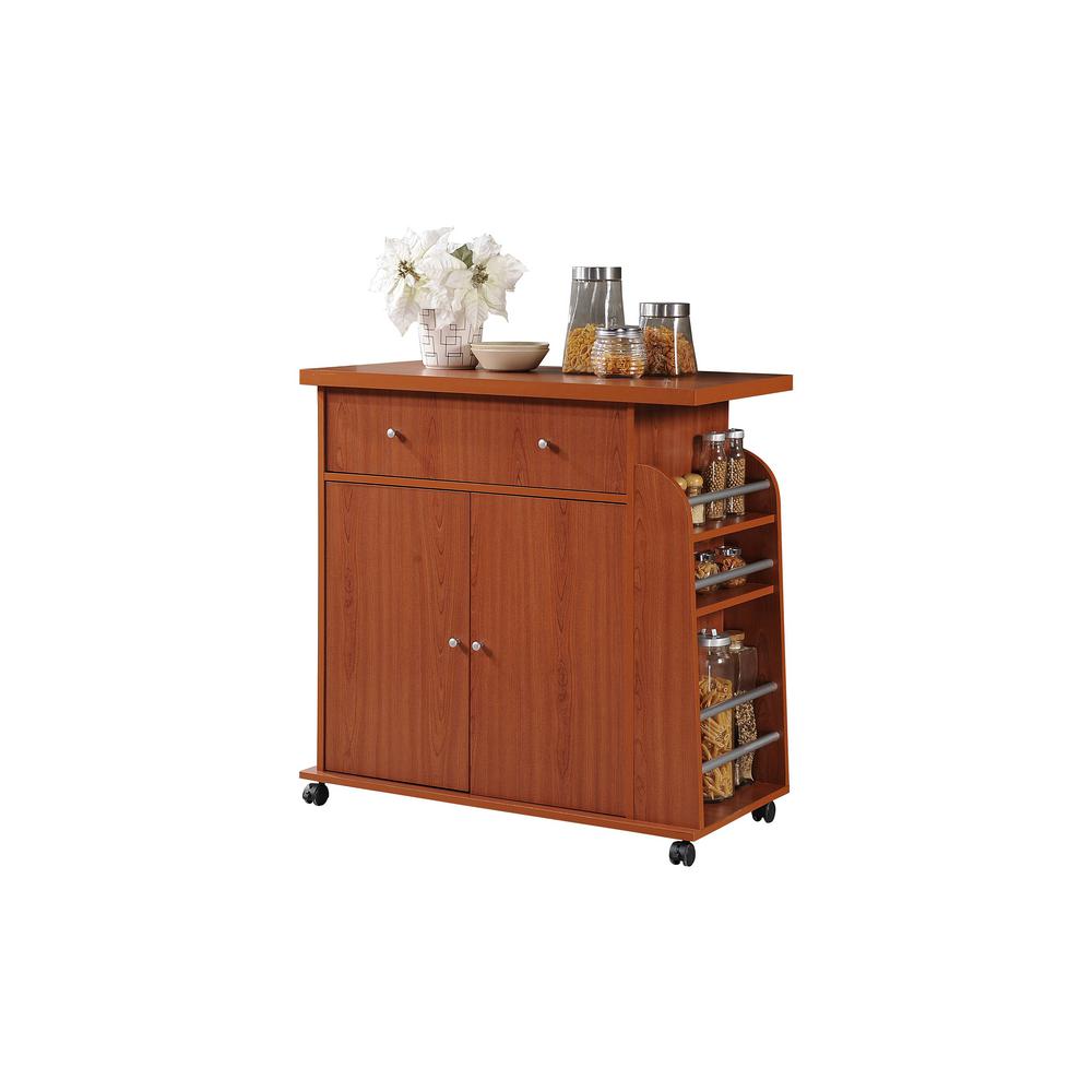 Hodedah Kitchen Island Cherry With E Rack Hik65 The Hodedah Kitchen Island Cherry With E Rack