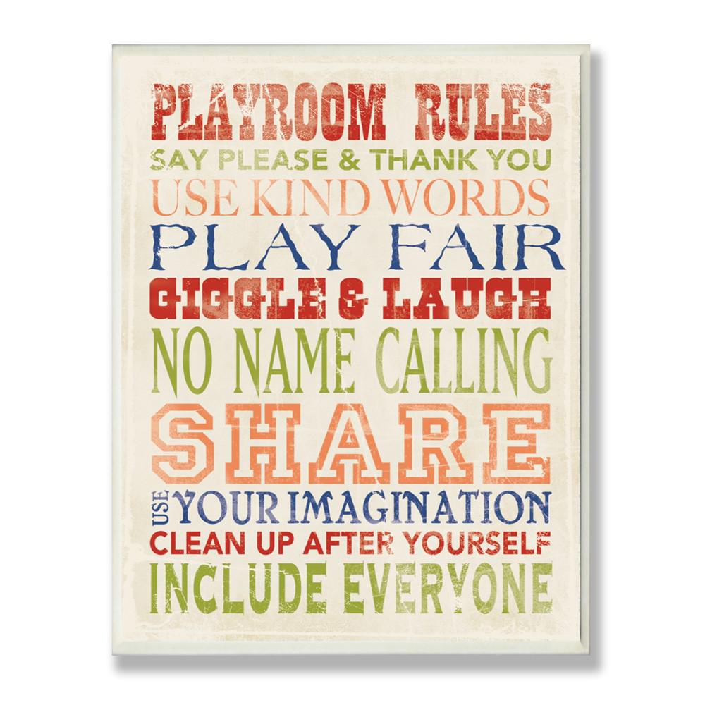 12 5 In X 18 Playroom Rules Four Colors By Stephanie Workman Marrott Printed Wood Wall Art