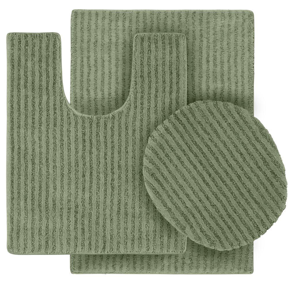 Garland Rug Sheridan Deep Fern 21 In X 34 In Washable Bathroom 3 Piece Rug Set