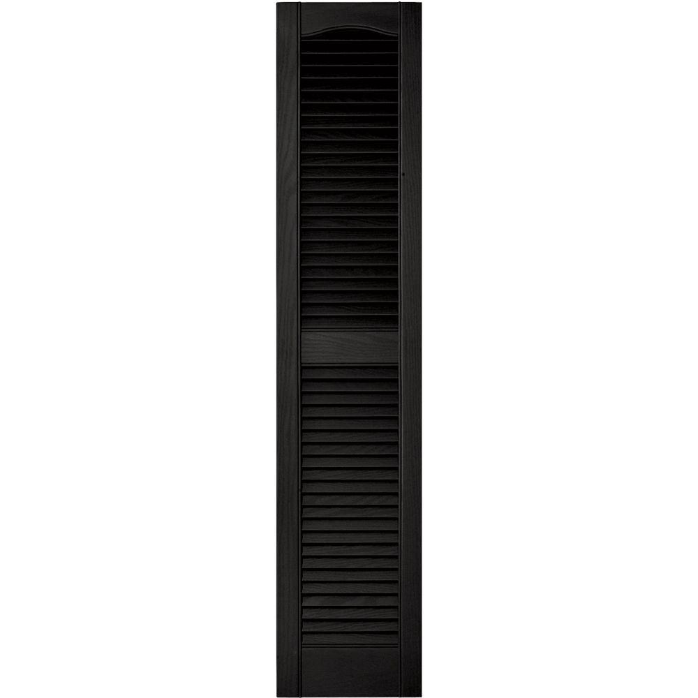 Builders Edge 12 In X 55 In Louvered Vinyl Exterior Shutters Pair In 002 Black 010120055002