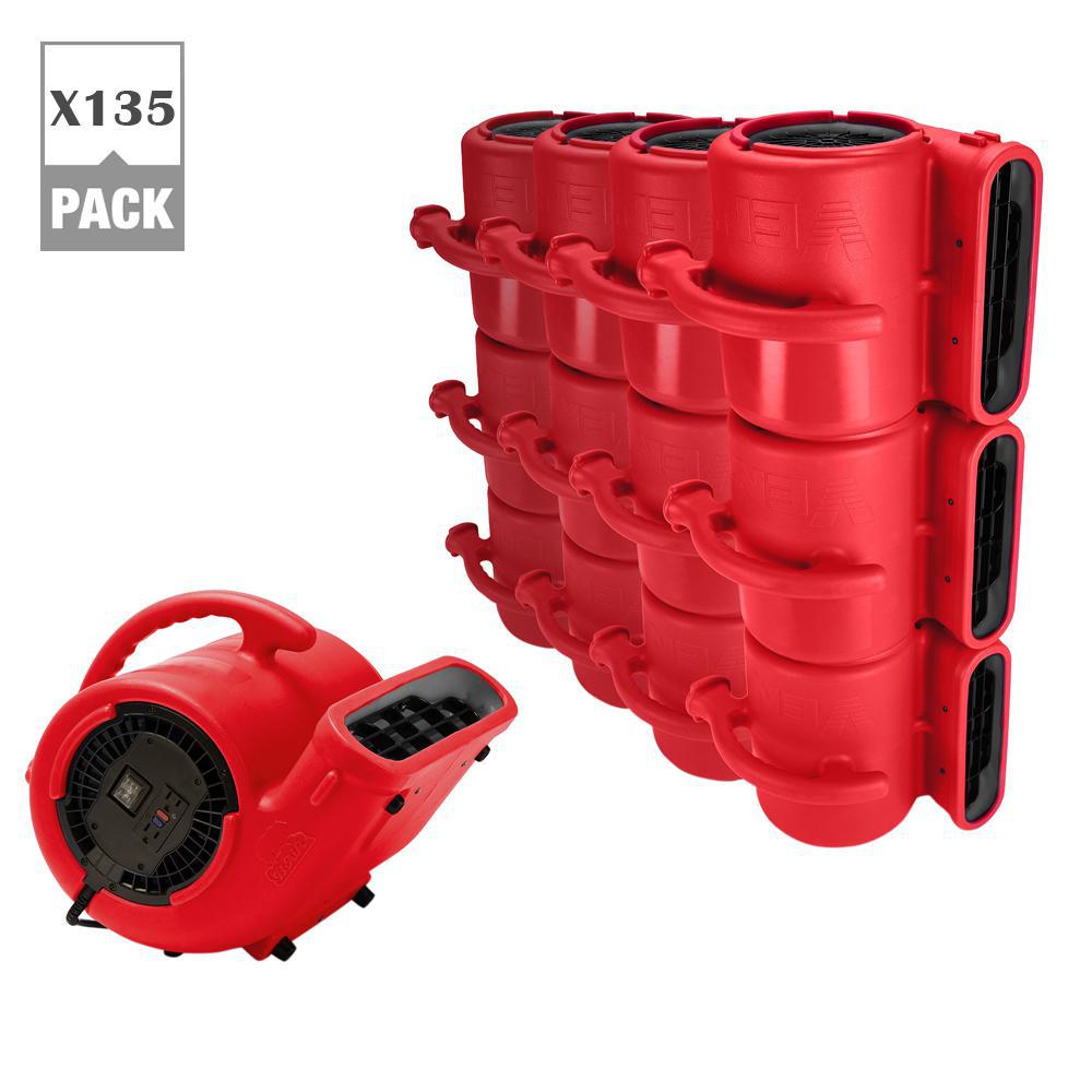 Air Mover 3 Speed 1//3 HP Blower Fan 2 GFCI Outlets Industrial 6 Pack Grey