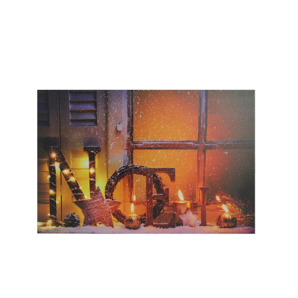 Northlight 12 In X 15 75 In Led Lighted Noel And Flickering Candles Christmas Canvas Wall Art 32621257 The Home Depot