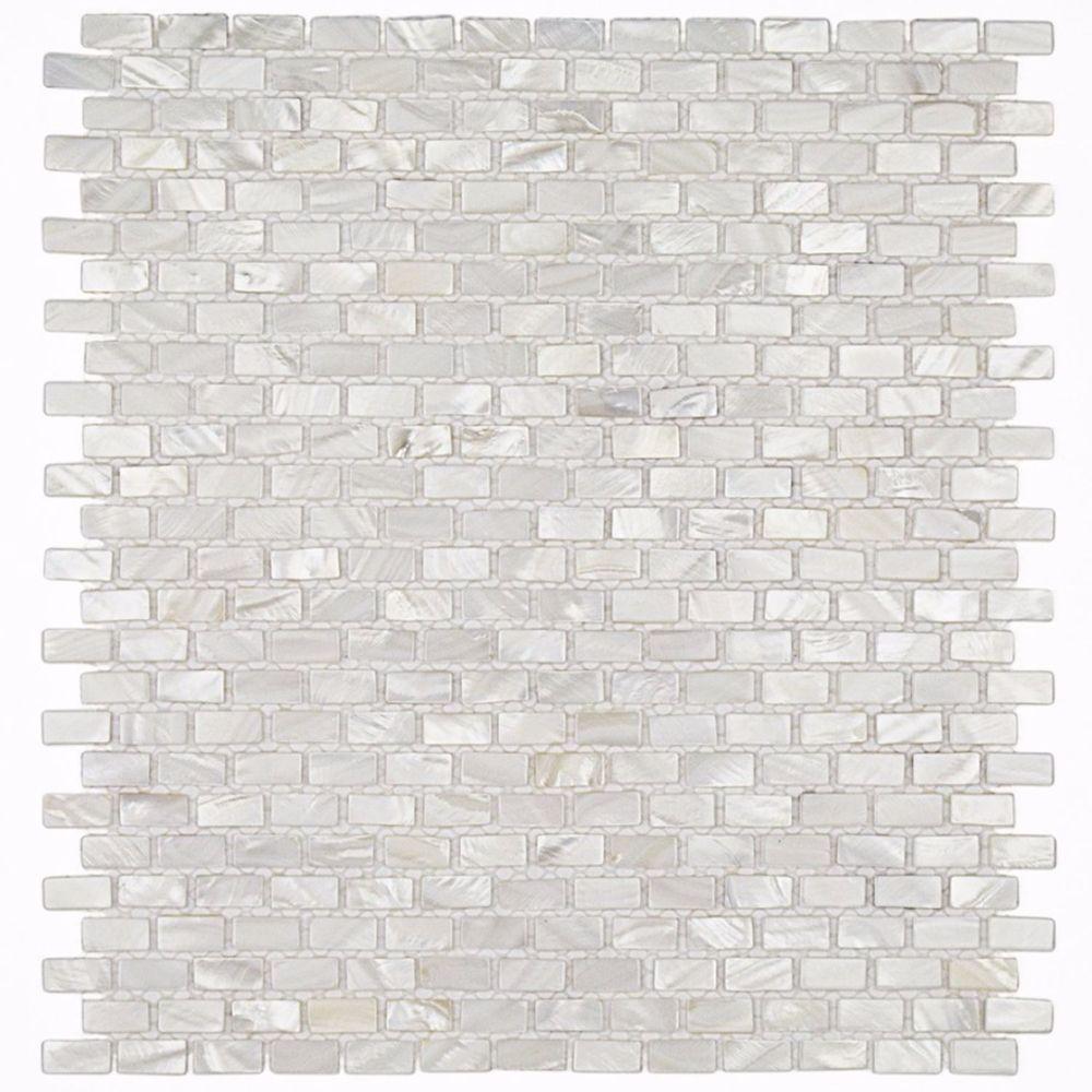 Brick Joint Tile Flooring The Home Depot Mother Of Pearl Mini Brick Pattern 11 1 4 In X 12