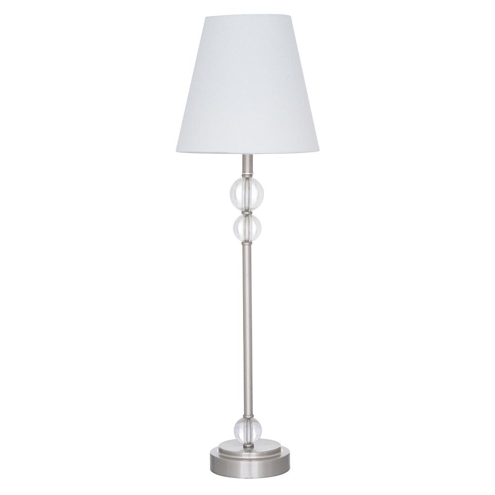 Cresswell 30 50 In Clear Glass Brushed Nickel Finish Transitional Table Lamp And Led Bulb