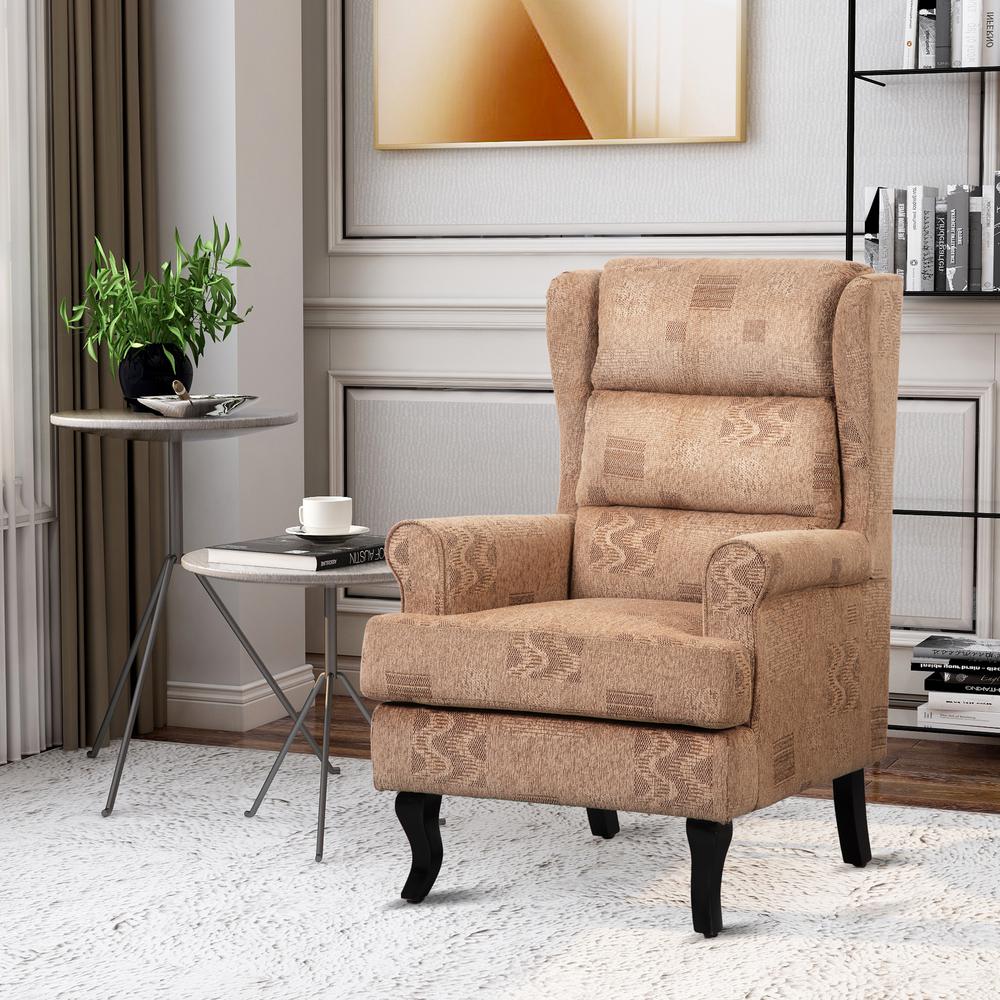 Harper Bright Designs Brown Classic Wingback Accent Chair