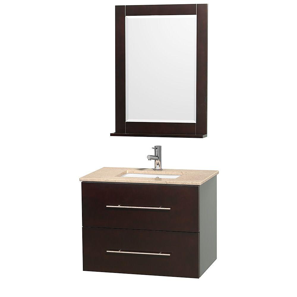 Wyndham Collection Centra 30 In Vanity In Espresso With Marble Vanity Top In Ivory And Under Mount Sink