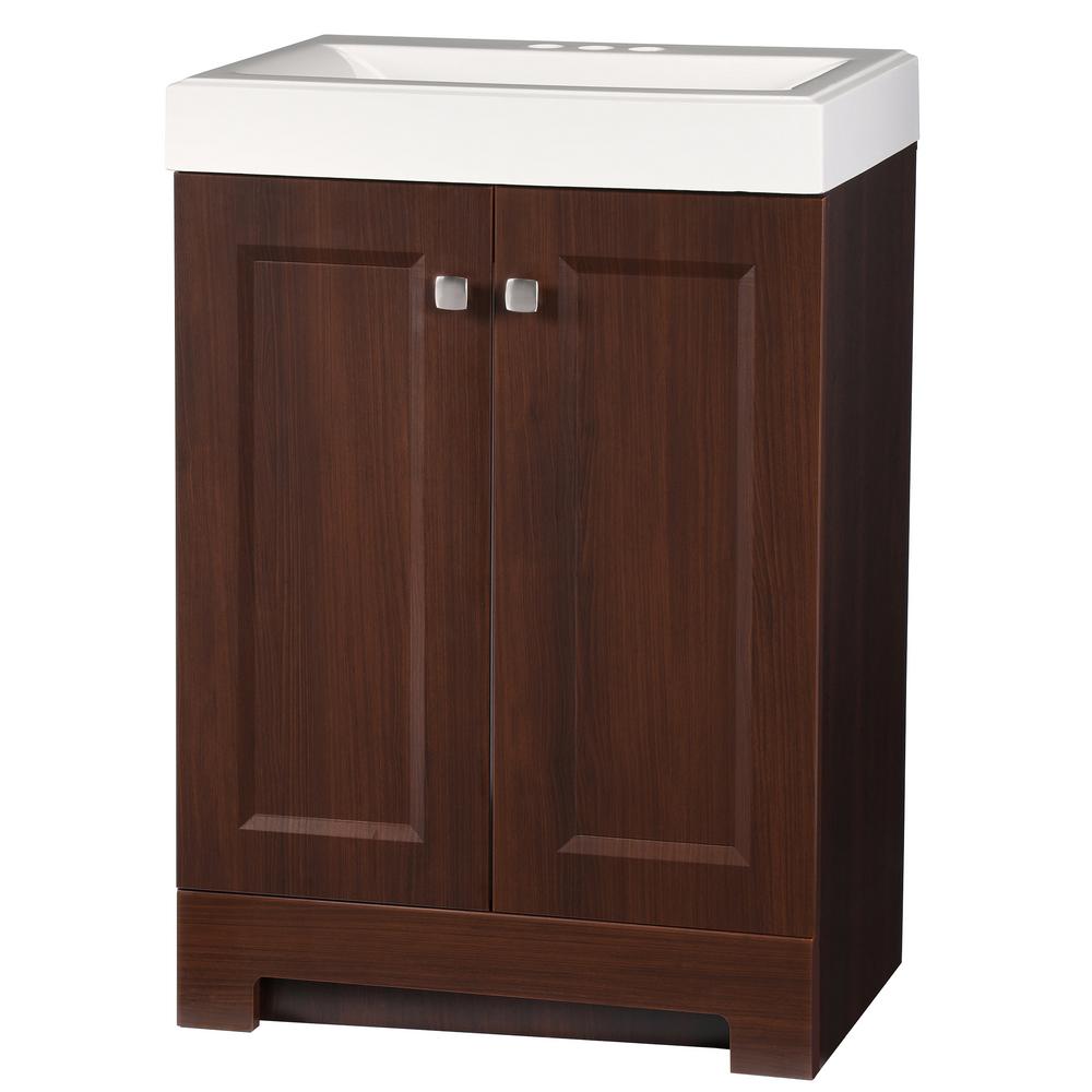 Glacier Bay Shaila 24.5 in. W Bath Vanity in Truffle with ...