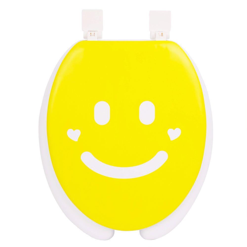 Happy Seat Smile Round Closed Front Toilet Seat in Yellow and White ...