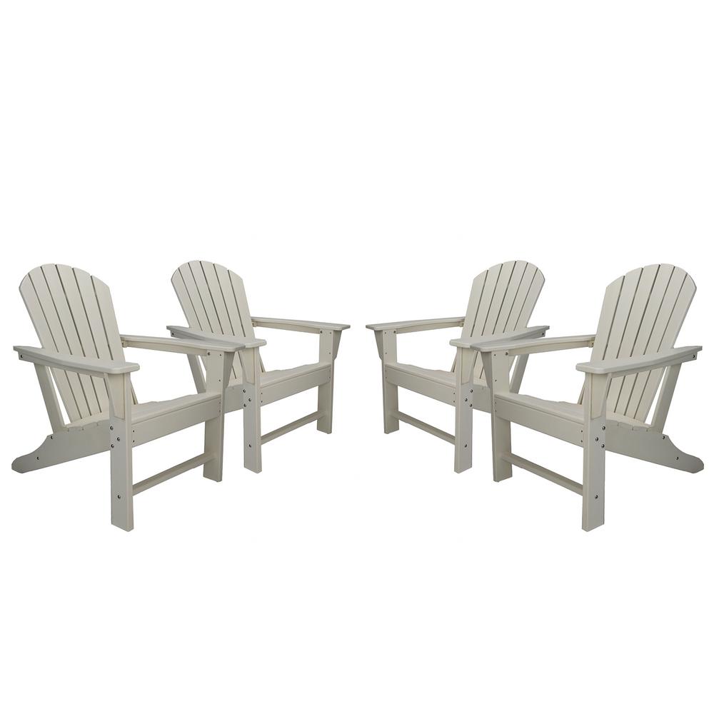 CASAINC White Reclining HDPE Resin Wood Adirondack Chair