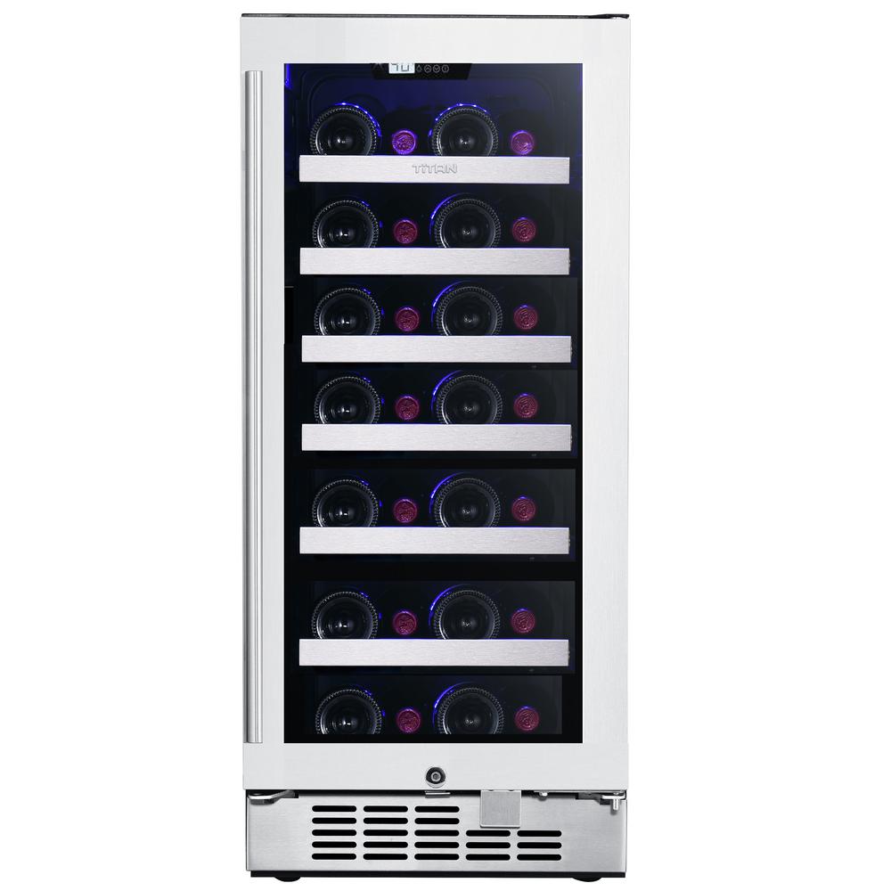 TITAN 25Bottle Seamless Stainless Steel Single Zone BuiltIn Wine