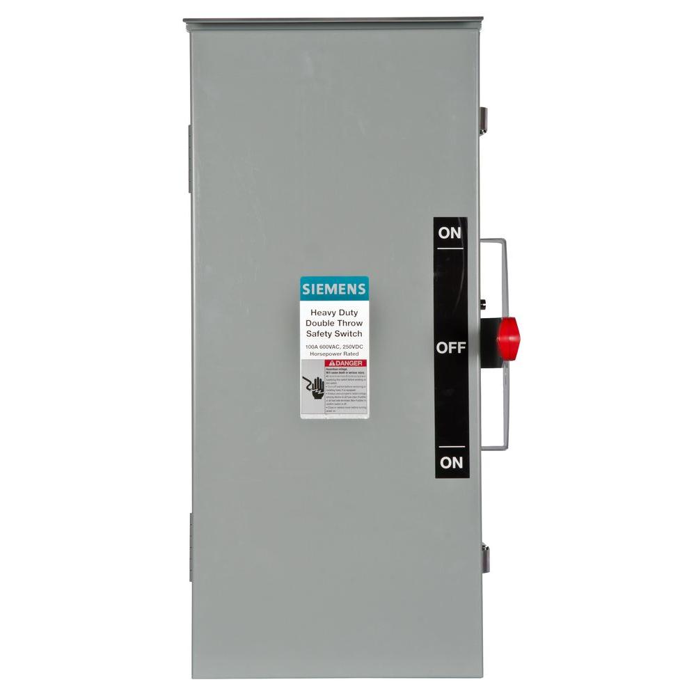 Siemens Double Throw 100 Amp 600Volt 3Pole Outdoor NonFusible Safety