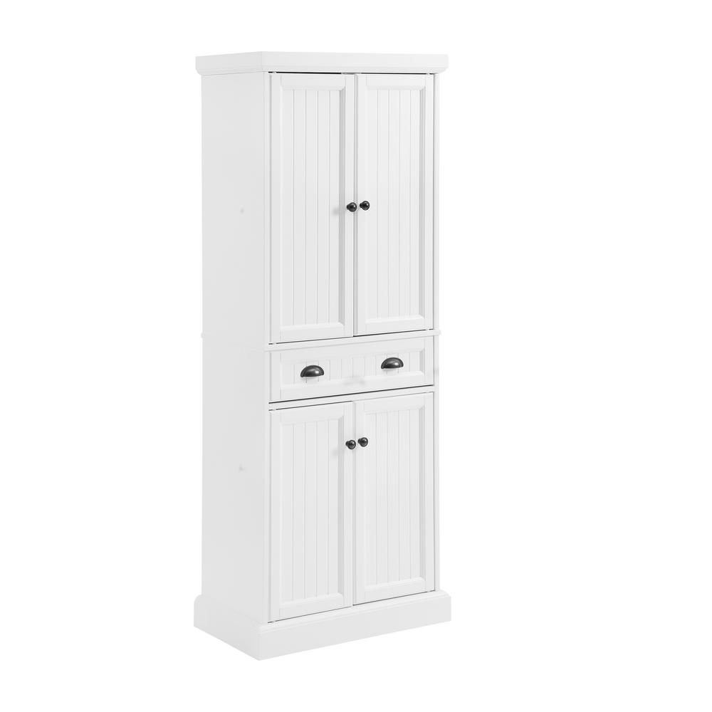 Shoreline Pantry White - Crosley: Beadboard Design, Adjustable Shelves, Storage Cabinet