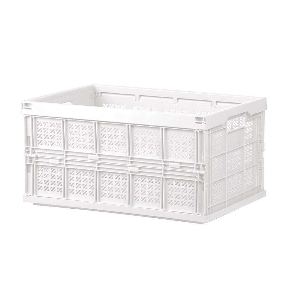 Livinbox Storage Organization The Home Depot White Transportable Folding Storage Basket With