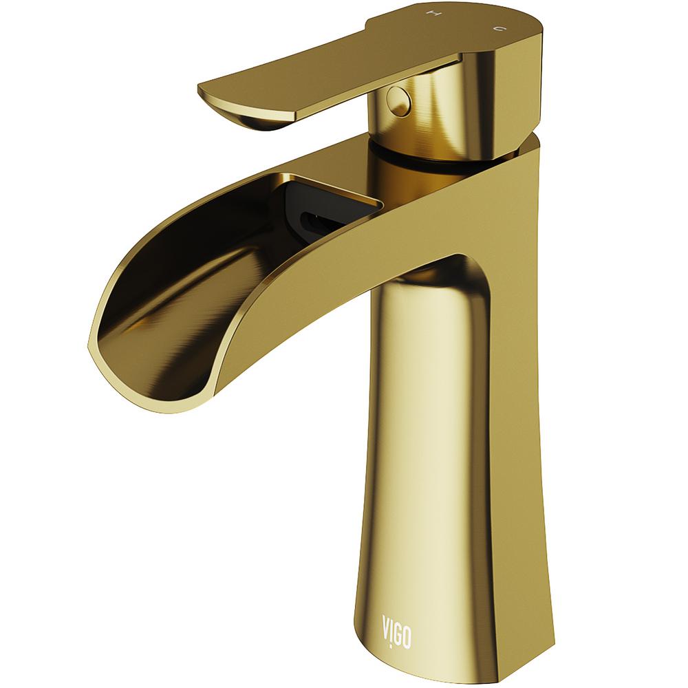 VIGO Paloma Single Hole SingleHandle Bathroom Faucet in Matte Gold
