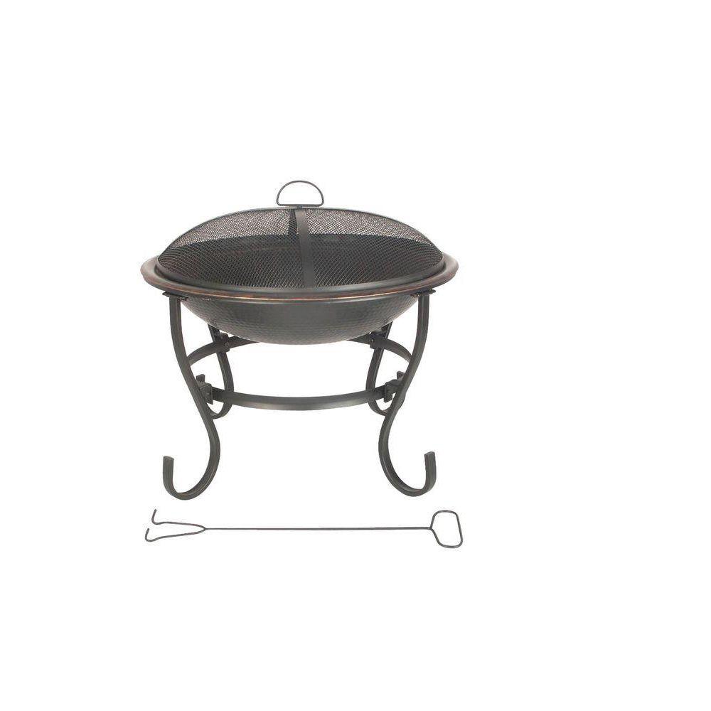 23 In Round Fire Pit With Copper Table Top Ds 11456 The Home Depot