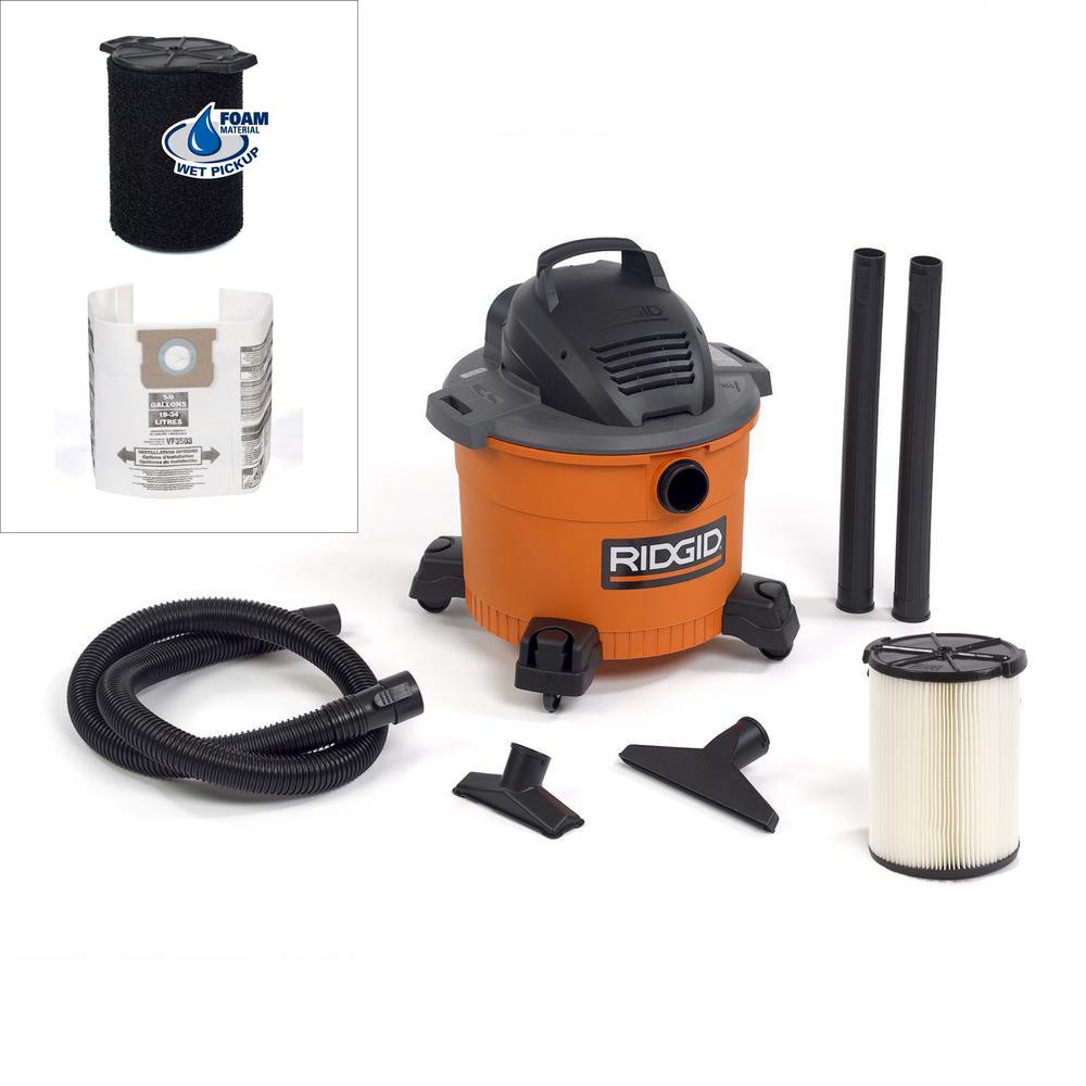 RIDGID 9 Gal. 4.25Peak HP Wet Dry Vac with Wet Filter and Dust Bags (2