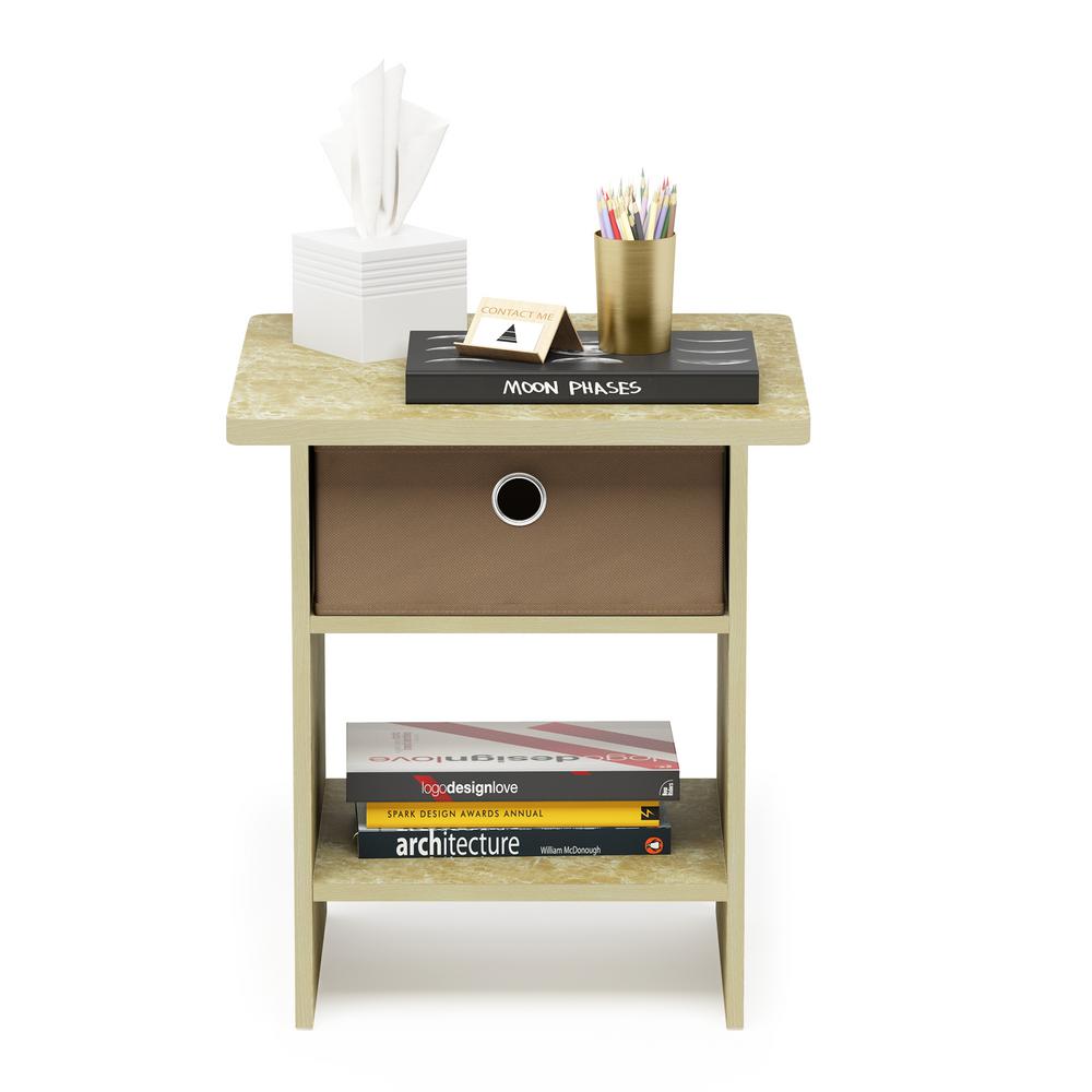 Furinno Home Living Brown Marble End Table Night Stand Furinno Home Living Brown Marble End Table Night Stand