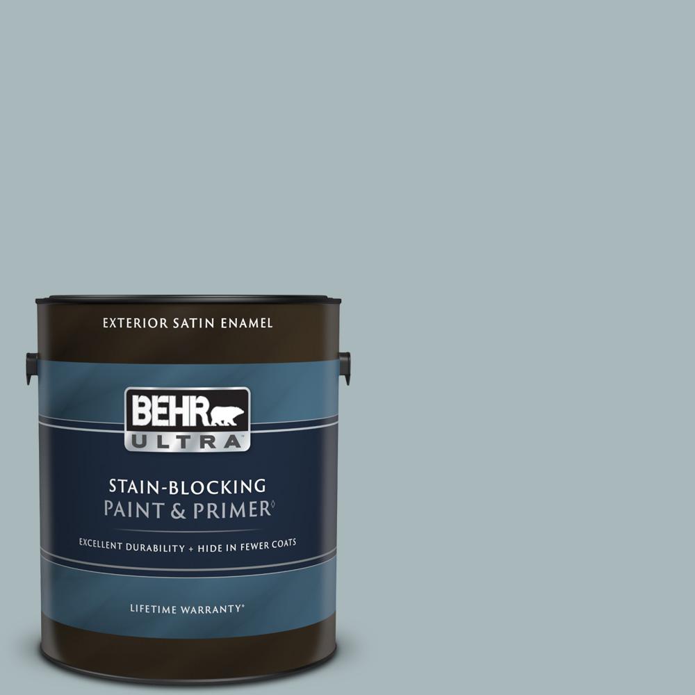 BEHR ULTRA 1 gal. N4703 Half Sea Fog Satin Enamel Exterior Paint