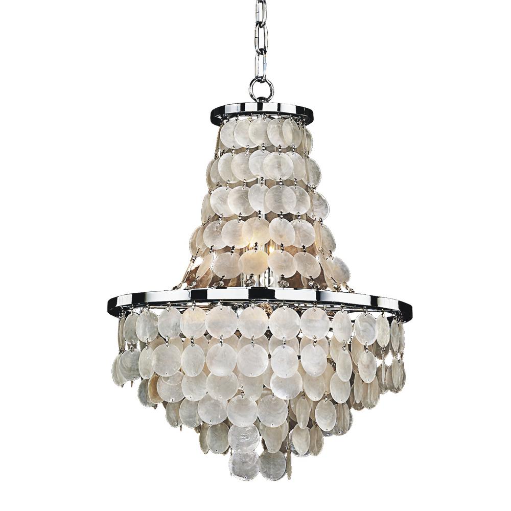 Chrome Coastal Chandeliers Lighting The Home Depot Bayside 8 Light Capiz Shell And Chrome Chandelier