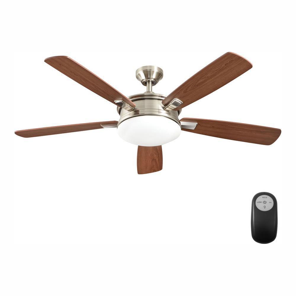 Home Decorators Collection Daylesford 52 In Led Indoor Nickel Ceiling Fan With Light Kit And Remote Control