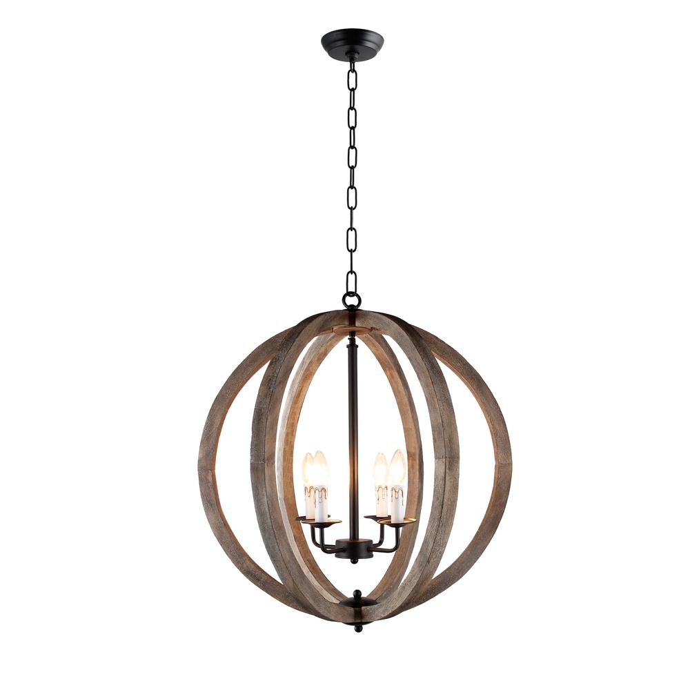 Y Decor 4 Light Rustic Black Metal And Vintage Wood Pendant Orb Y Decor 4 Light Rustic Black Metal And Vintage Wood Pendant Orb Chandelier