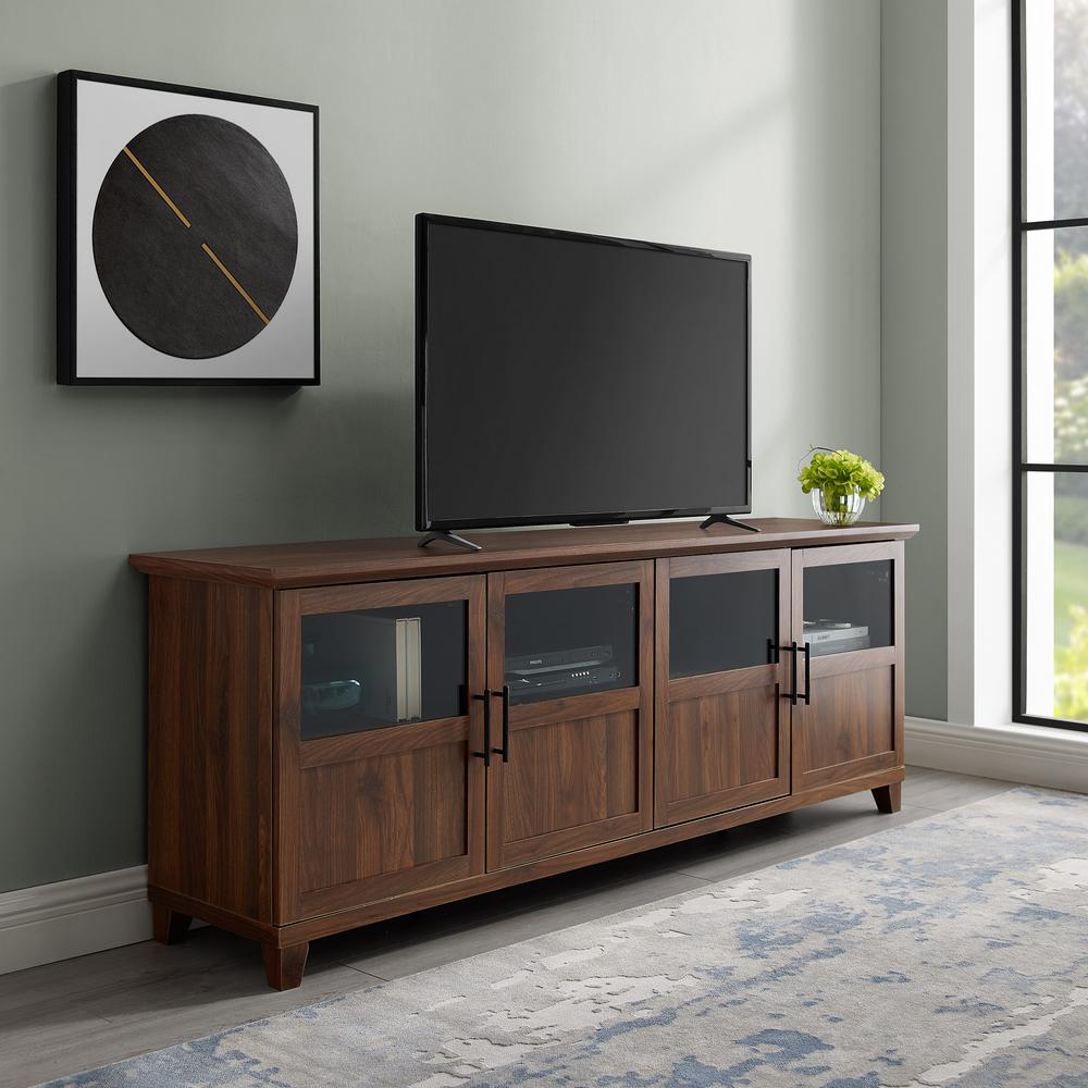 Welwick Designs 70 in. Dark Walnut Composite TV Stand Fits TVs Up 