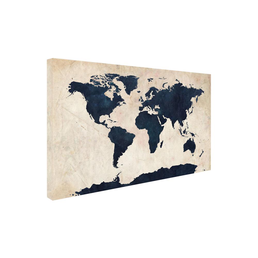 22 in. x 32 in. World Map - Navy Canvas Art MT0166-C223GG - The Home Depot