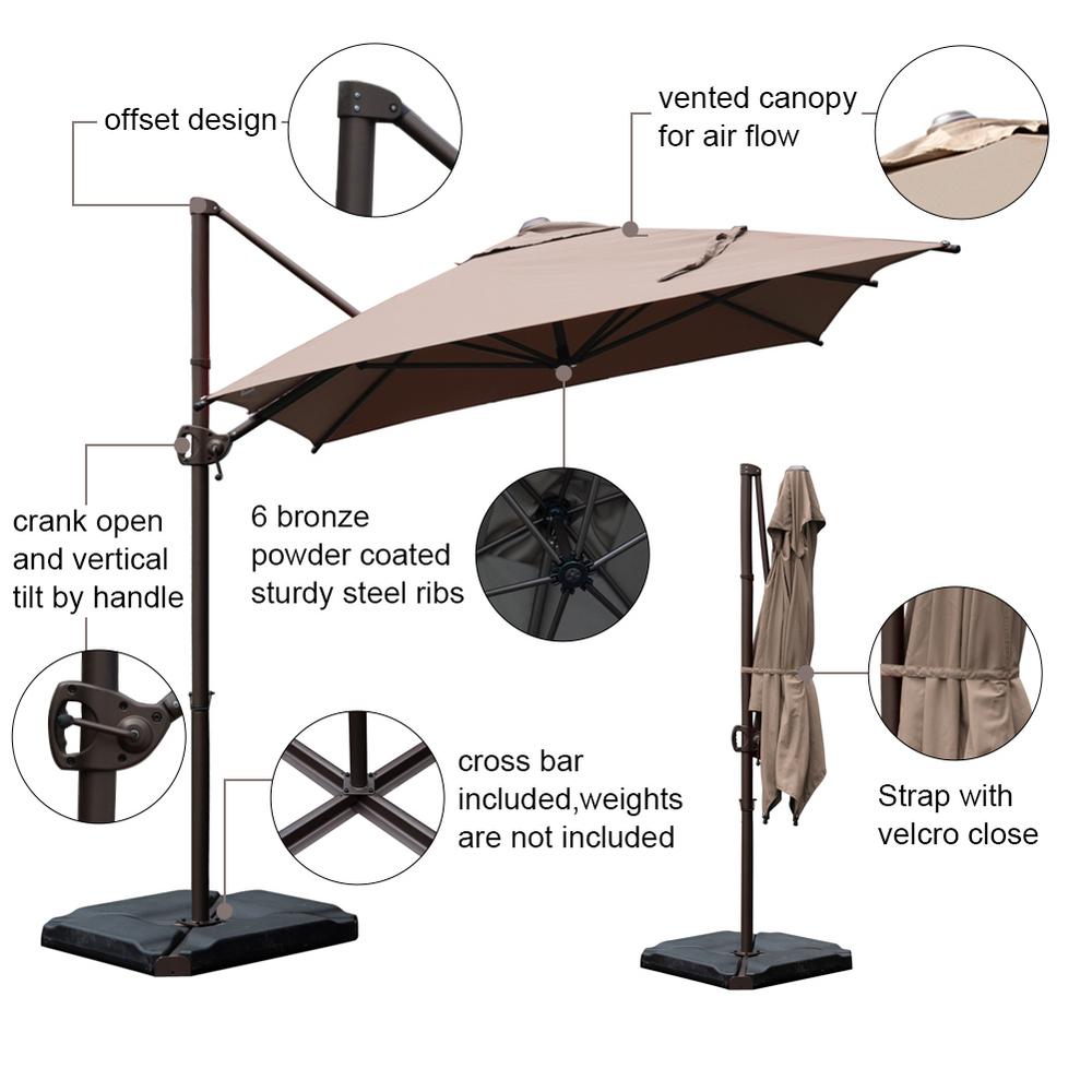 Abba Patio 9 Ft X 7 Ft Offset Cantilever Adjustable Vertical Tilt Offet Patio Umbrella In Cocoa Hdabbamrc976dt The Home Depot