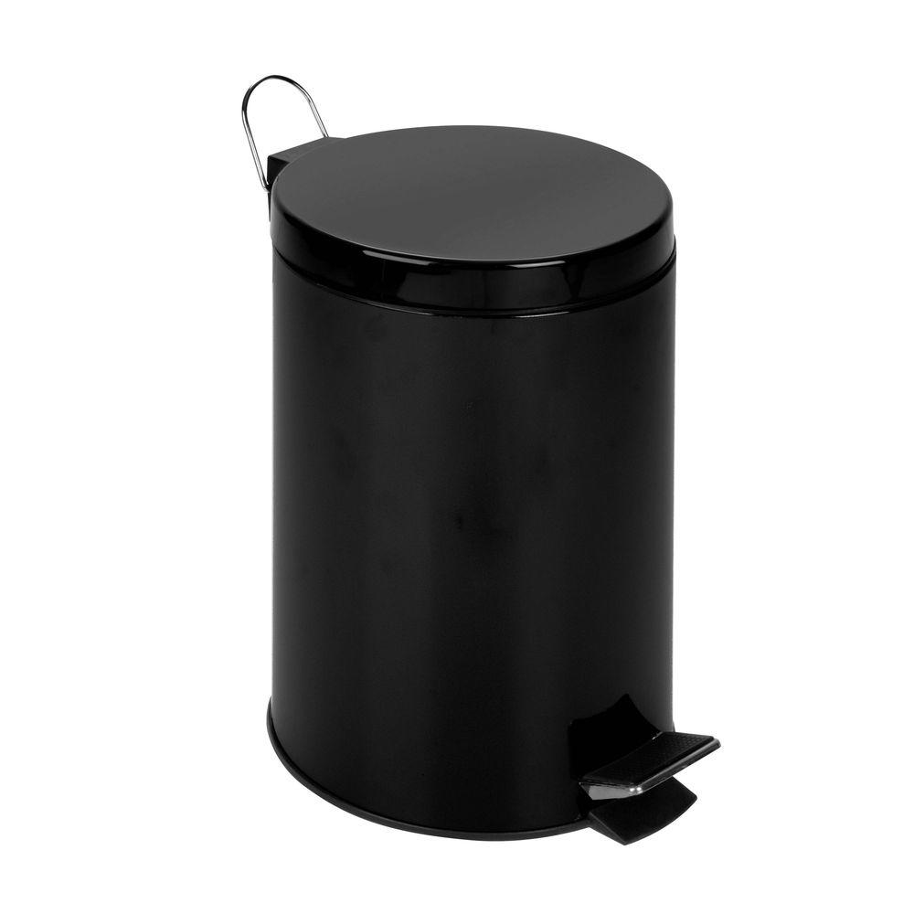 Honey Can Do 3 Gal Matte Black Round Metal Step On Touchless Trash Can Trs 05170 The Home Depot