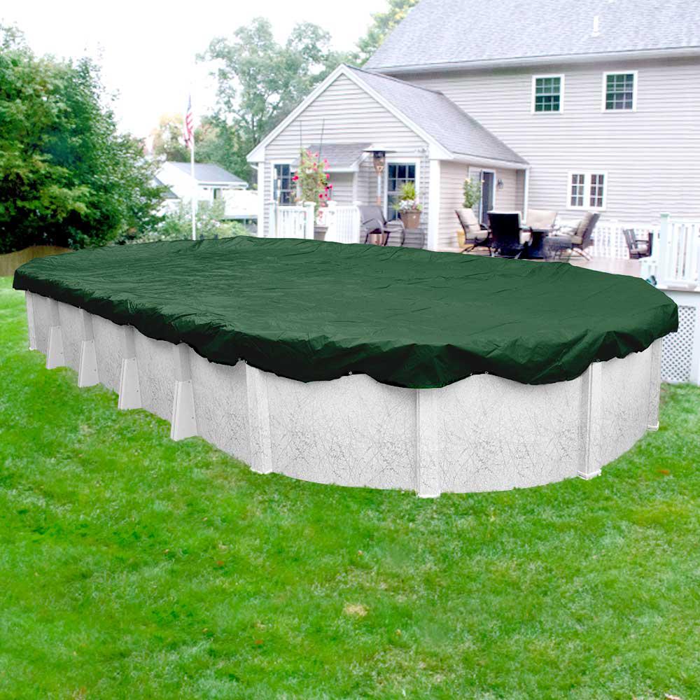 Robelle Supreme 18 ft. x 40 ft. Oval Green Solid Above Ground Winter Pool Cover3718404 The