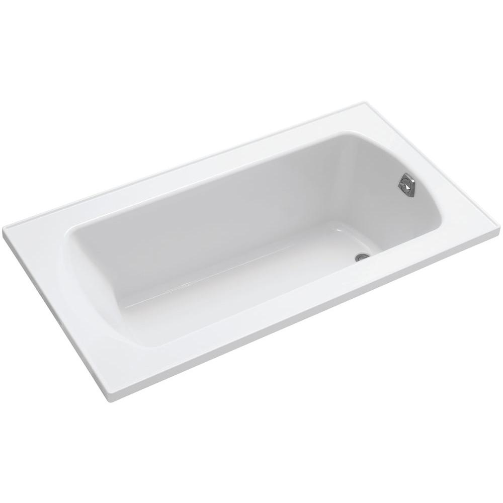 Sterling Lawson 5 Ft Rectangular Drop In Reversible Drain Decked Bathtub In White