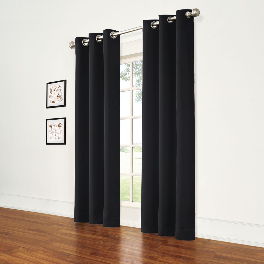 Eclipse Thermal Black Room Darkening Window Curtain Pair 74 in. W x