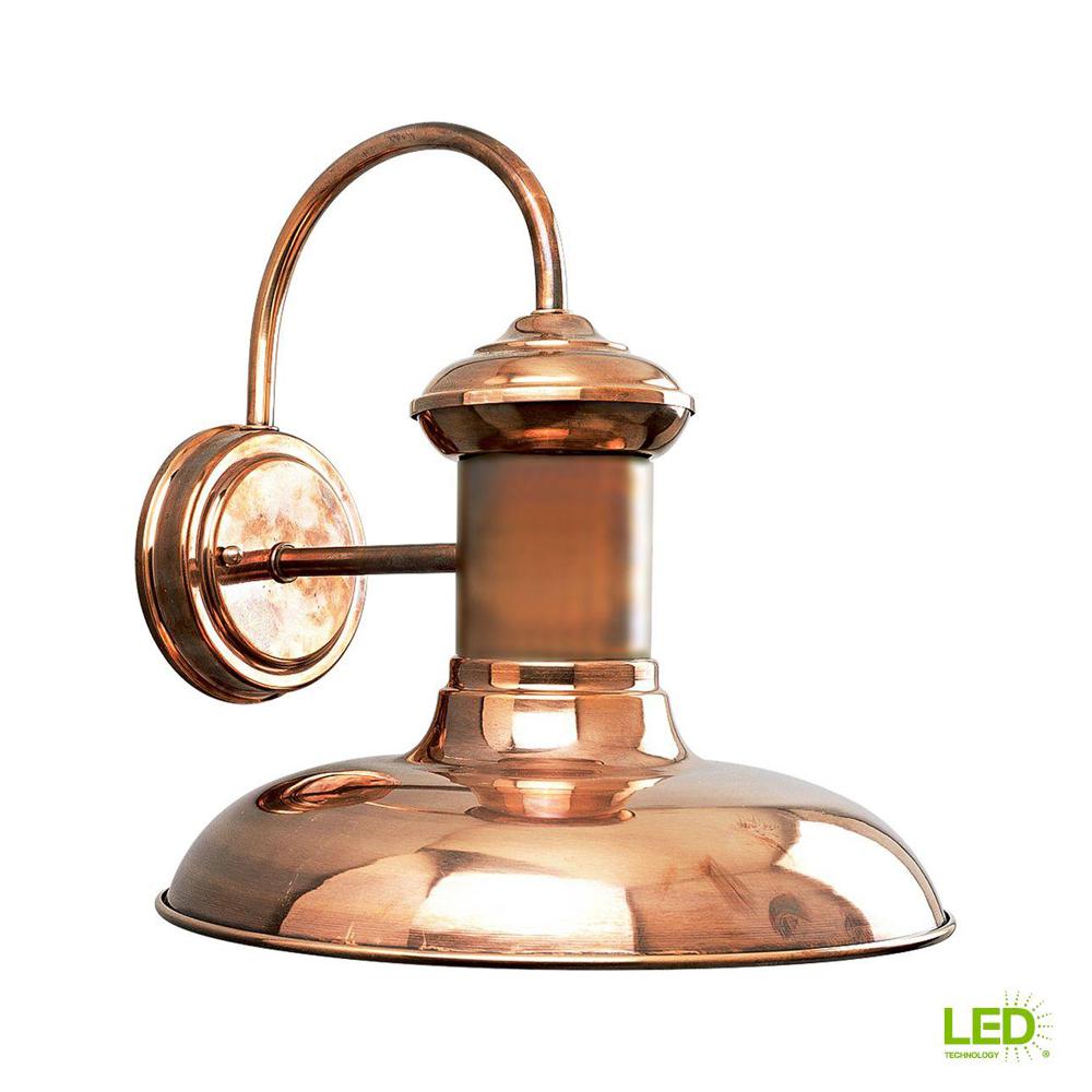 Progress Lighting Brookside Collection 1 Light Solid Copper Led Brookside Collection 1 Light Solid Copper Led 12 25 In Outdoor Wall Lantern