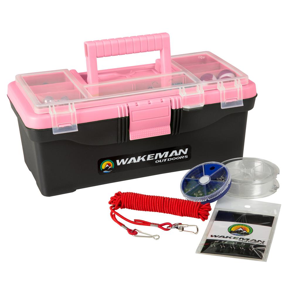 pink fishing tackle box