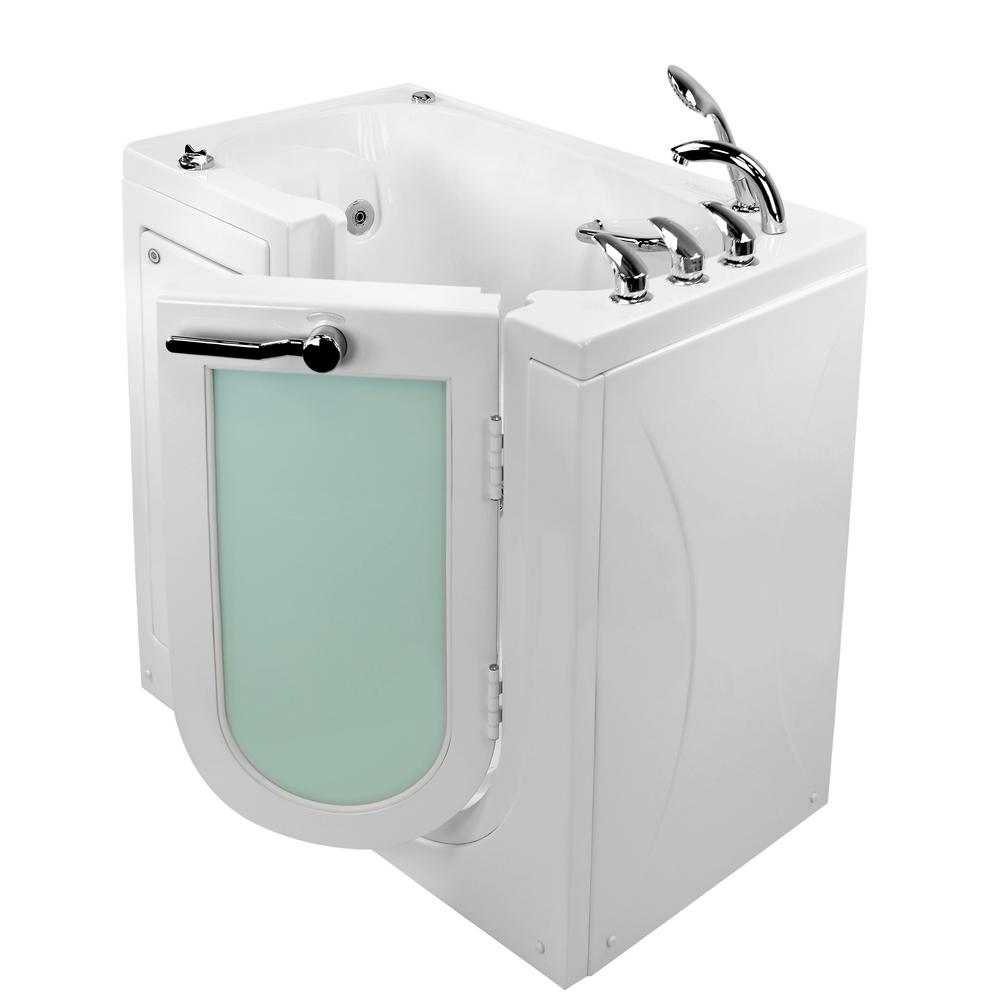 Ella Mobile 45 in. x 26 in. Walk-In Whirlpool & Air Bath Bathtub in White Outward DoorDigitalHeated SeatFast Fill & Drain For Sale