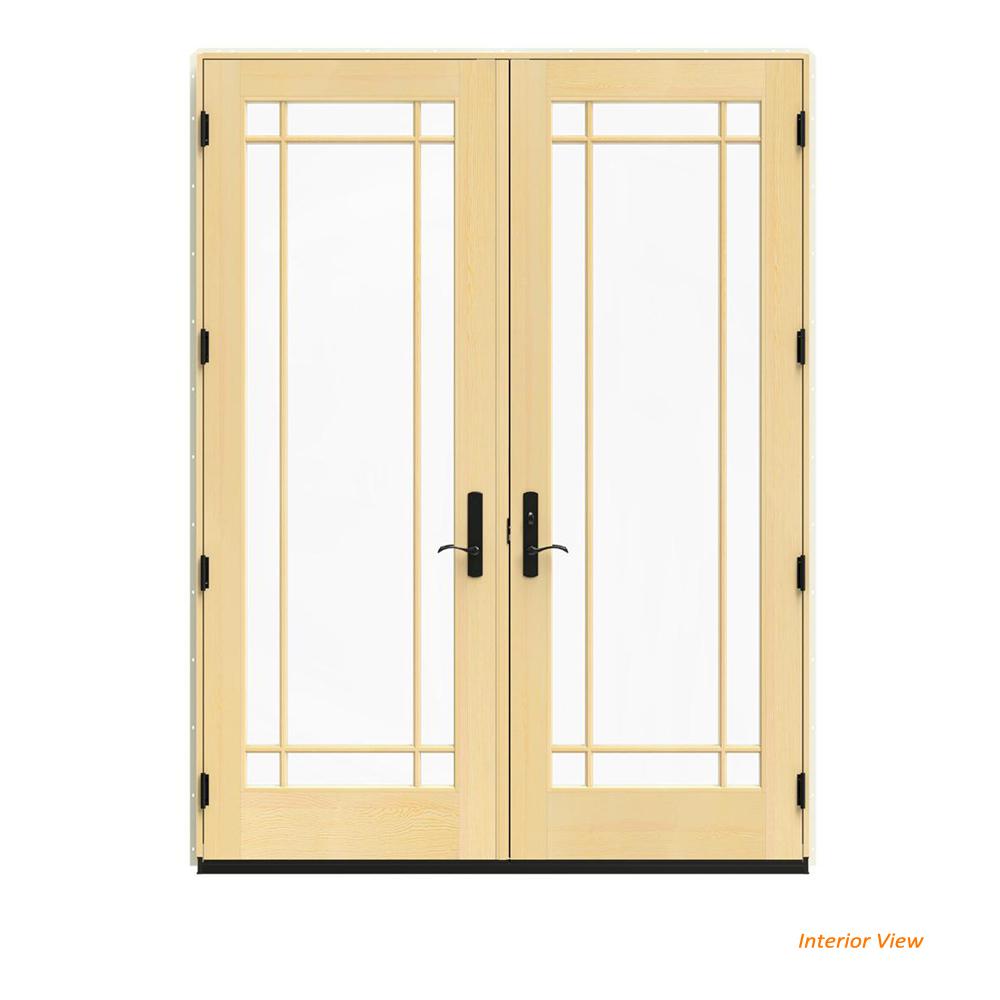 Jeld Wen 72 In X 96 W 4500 Vanilla Clad Wood Left Hand 9 Lite W 4500 Vanilla Clad Wood Left Hand 9 Lite French Patio Door Lacquered Interior